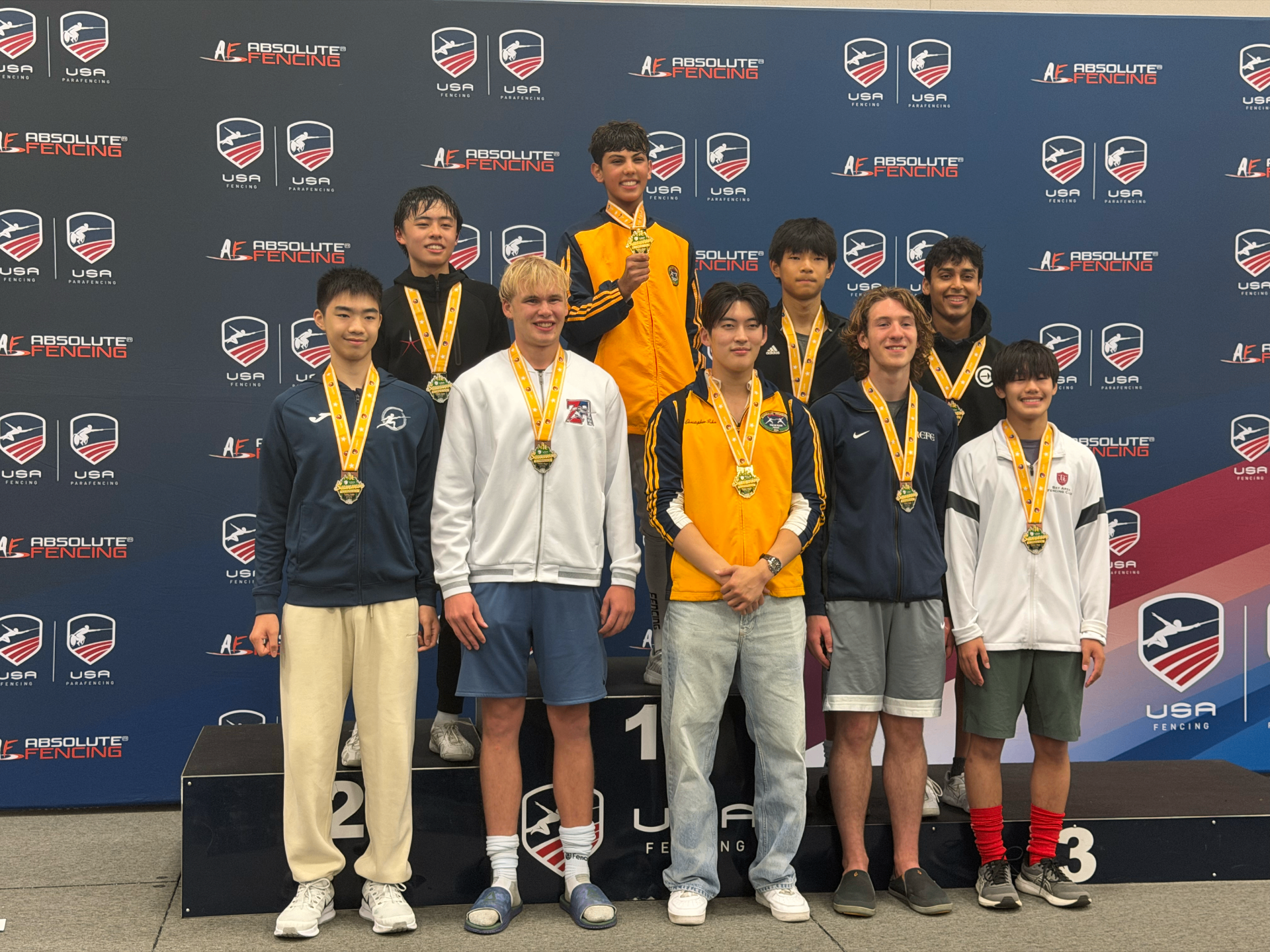 BAFC fencers on the podium at USA Fencing tournament