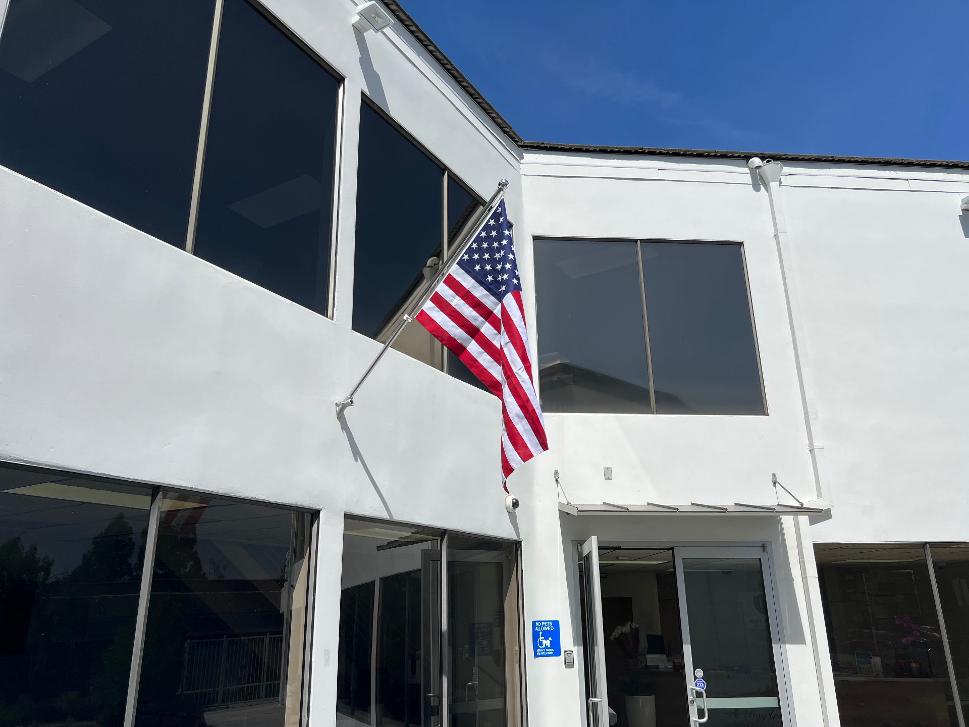 BAFC entrance with American flag