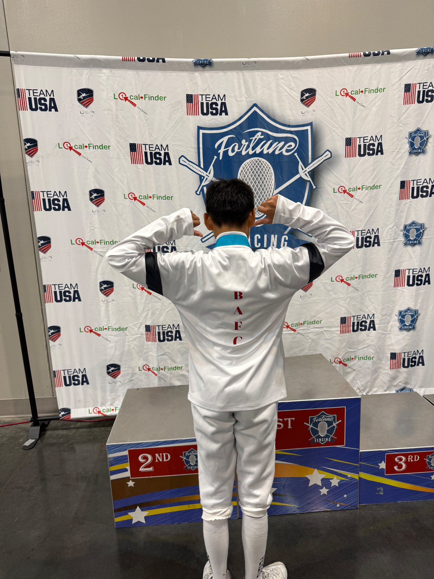 Felix showing BAFC pride after his first Y14 medal in Ontario